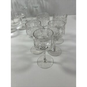 tiffin franciscan crystal Hand Blown Cordial Glasses‎ Floral Design Lot 5